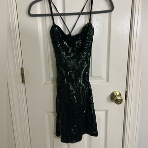Windsor Dark Green Sequin Mini Dress